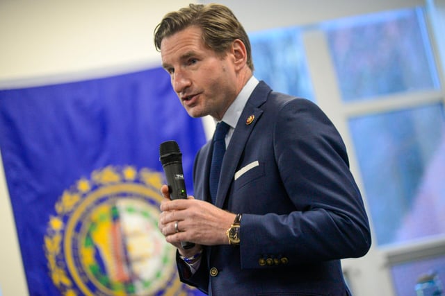 Democratic presidential hopeful Dean Phillips visits Keene State College in Keene, New Hampshire, as part of the college's American Democracy Project on Tuesday, Dec. 5, 2023.