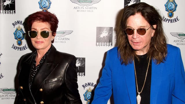 Sharon Osbourne and Ozzy Osbourne at the VIP opening reception for "Dis-Ease" at Mouche Gallery on September 2, 2015 in Beverly Hills, California.