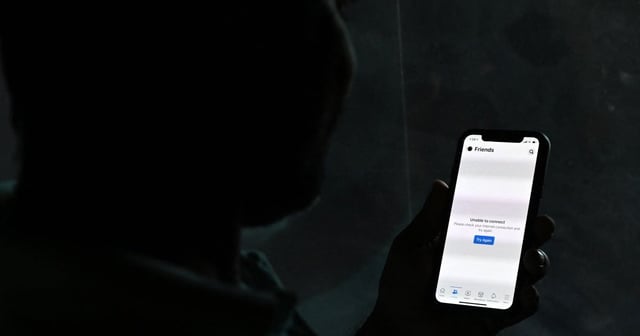 An internet user is unable to connect as he tries to log into Facebook Messenger, in Colombo, Sri Lanka, April 3, 2022.