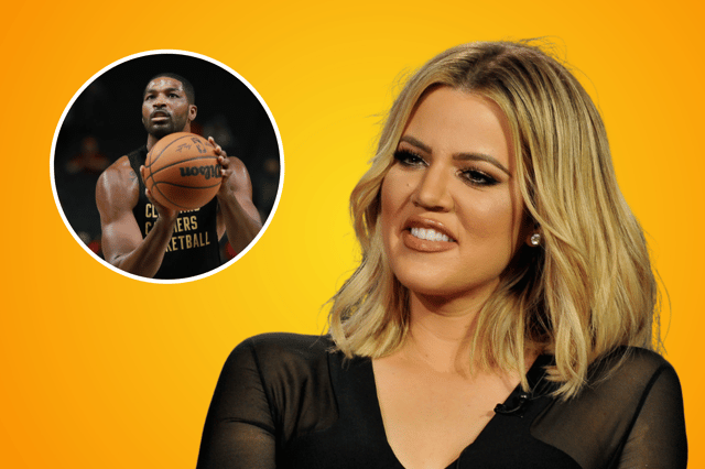 Main: Khloe Kardashian. Inset: Tristan Thompson