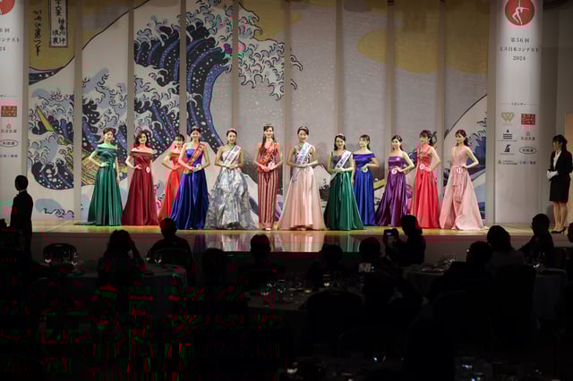 Miss Nippon contestants at the beauty pageant's finale in Tokyo.