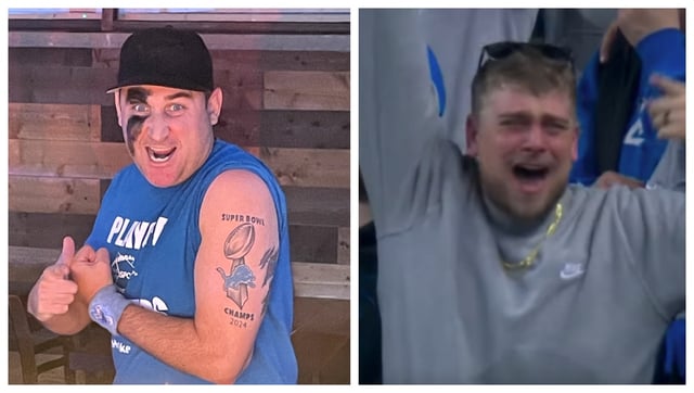 detroit lions fans tattoo super bowl championship crying fan