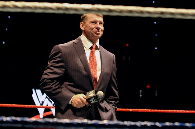WWE chairman and CEO Vince McMahon speaks to an audience during a WWE fan appreciation event, Oct. 30, 2010, in Hartford, Conn. A former WWE employee filed a federal lawsuit Thursday, Jan. 25, 2024, accusing McMahon and another former executive of serious sexual misconduct. (AP Photo/Jessica Hill, File)