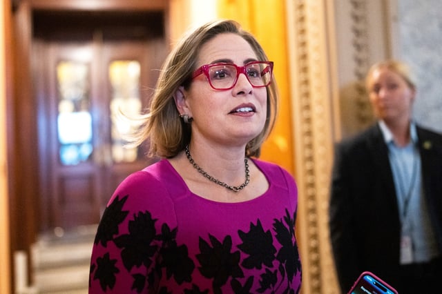 Sen. Kyrsten Sinema, I-Ariz., at the U.S. Capitol during votes on Jan. 9, 2024.
