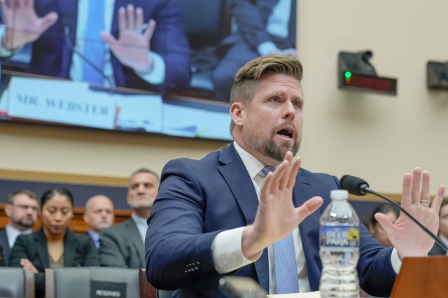 Texas First Assistant Attorney General Brent Webster, testifies during a House Judiciary subcommittee hearing on the southern border, Tuesday, Jan. 30, 2024, on Capitol Hill in Washington. (AP Photo/Mariam Zuhaib)