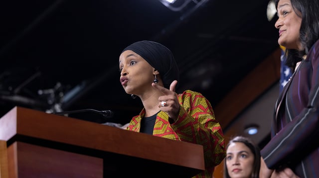Rep. Ilhan Omar (D-Minn.) speaks during a House Progressive Caucus press conference on the threat of defaulting at the Capitol on Wednesday, May 24, 2023.