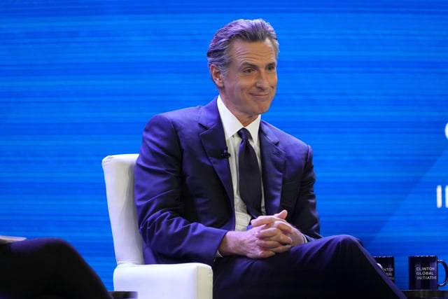 California Gov. Gavin Newsom speaks during the Clinton Global Initiative meeting at the Hilton Midtown on Sept. 18, 2023 in New York City. A Target employee blamed “the governor” for rampant shoplifting in a conversation with Newsom, he said.