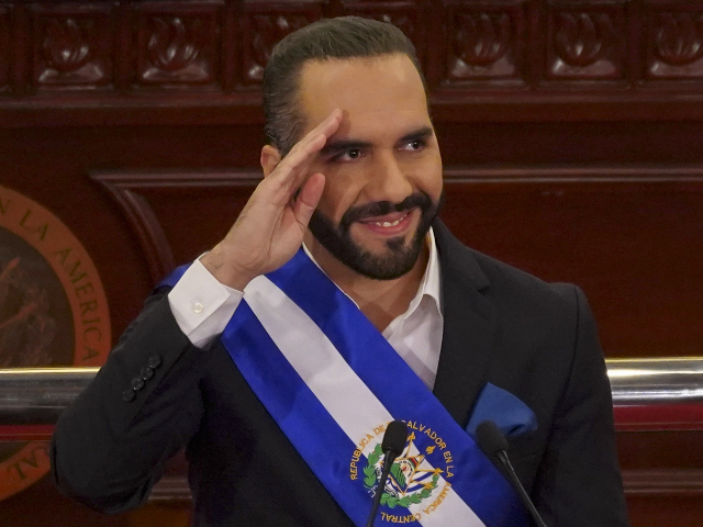 Nayib Bukele, El Salvador's president, delivers a state of the union address at the National Palace in San Salvador, El Salvador, on Wednesday, June 1, 2022. Bukele delivered his state of the union address marking his third year in office, as the crypto-touting Central American nation is getting thrashed in the bond market as an $800 million obligation falls to record lows. Photographer: Camilo Freedman/Bloomberg via Getty Images