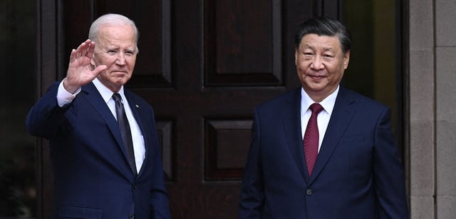 The State Department announces a "working group" with China to address the global narcotics and fentanyl crisis. Pictured: President Joe Biden greets Chinese leader Xi Jinping before a Nov. 15 meeting near San Francisco. (Photo: Brendan Smialowski/AFP/Getty Images)