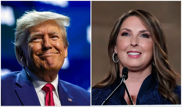 Donald Trump, left, and Ronna McDaniel, right.
