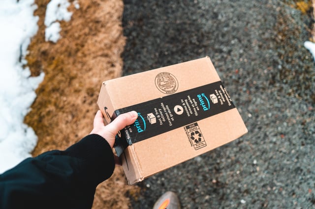 Image of Amazon Prime delivery box / Amazon content spending increased to almost $19b in 2023