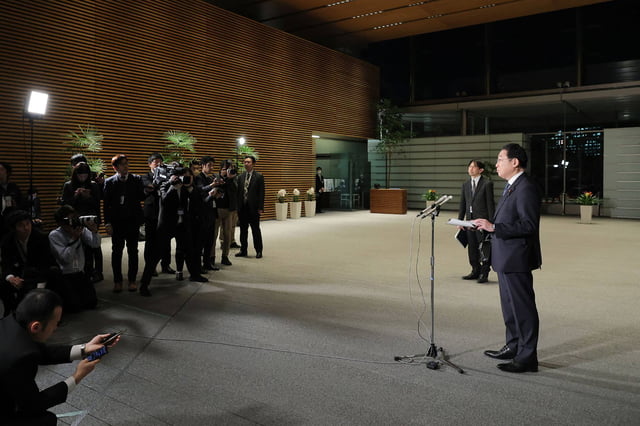 Japan’s Prime Minister Fumio Kishida answers questions from reporters at the prime minister’s office in Tokyo on January 19. Photo: AFP