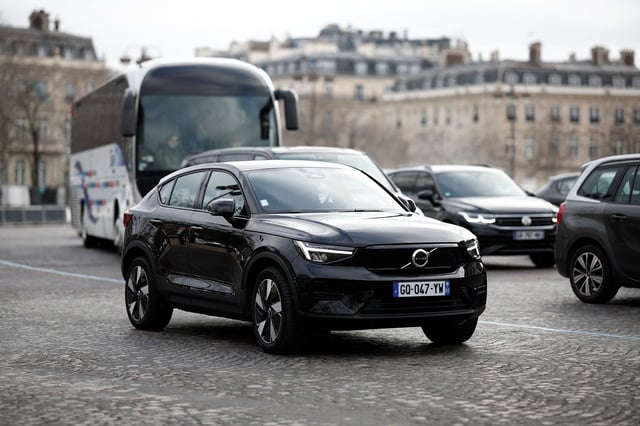An SUV car on a street in Paris, France on February 2, 2024. The city voted Sunday to triple parking charges for the biggest, most polluting cars.