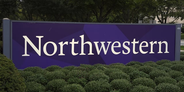 A sign at the entrance to Northwestern University on Sept. 21, 2023, in Evanston, Ill.