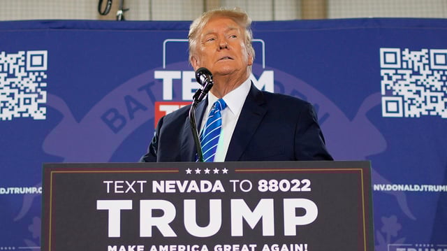 FILE – Republican presidential candidate former President Donald Trump speaks at a campaign event Jan. 27, 2024, in Las Vegas. When Trump left the White House three years ago, he was a pariah — a one-term president whose refusal to accept his reelection defeat culminated in an insurrection at the U.S. Capitol. But he is now on the cusp of a stunning turnaround, poised to recapture his party’s nomination in record speed despite four criminal cases totaling 91 felony charges, as well as a civil fraud trial that threatens to strip him of control of much of his business empire. (AP Photo/John Locher, File)
