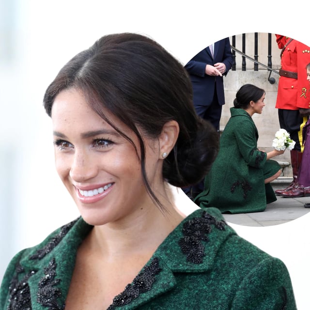 Composite image showing the Duchess of Sussex as photographed at the Canadian High Commission in London, March 11, 2019. Meghan met with members of the high commission staff and well-wishers to mark Commonwealth Day alongside Prince Harry.