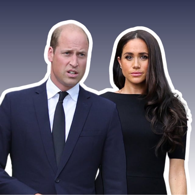Composite image of Prince William and Meghan Markle as photographed at Windsor Castle on September 10, 2022. The death of Queen Elizabeth II saw the royal brother- and sister-in-law reunited in public for the first time since Meghan and Harry's split from the monarchy two years earlier.