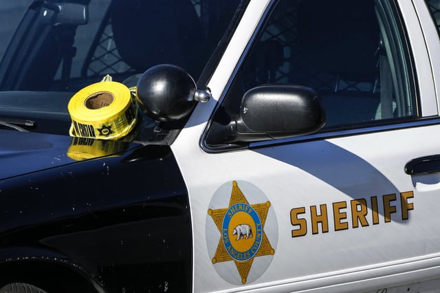 A Los Angeles County sheriff's vehicle in the parking lot of its training academy in Whittier, Calif., Nov. 16, 2022.