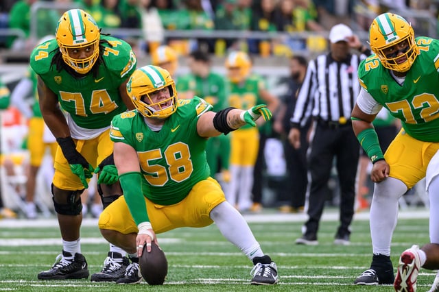 Quarterbacks and wide receivers are receiving much of the attention ahead of the 2024 NFL Draft but offensive linemen like Jackson Powers-Johnson (58) are powering a potentially historic draft.