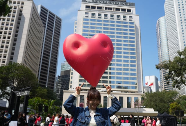 The Chubby Hearts installation at Statue Square Gardens in Central. Photo: Sam Tsang