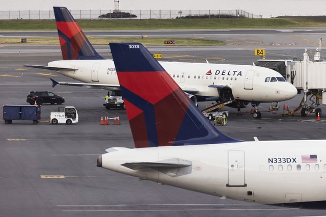 Delta planes at LaGuardia Airport in Queens, N.Y., on June 2, 2023.