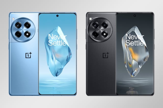 OnePlus 12R (pictured) is available in Cool Blue and Iron Gray colour options.