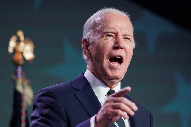 President Joe Biden delivers remarks at the National Association of Counties Legislative Conference in Washington, DC, on February 12.