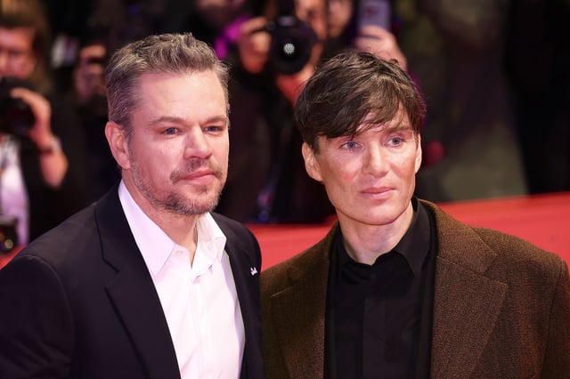 Matt Damon and Cillian Murphy attend the "Small Things Like These" premiere and Opening Red Carpet for the 74th Berlinale International Film Festival Berlin at Berlinale Palast on February 15, 2024 in Berlin, Germany.
