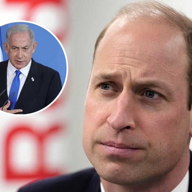 Prince William visits the British Red Cross, in London, England, on February 20, 2024, to learn about the relief effort in Gaza. Prince William's statement on the conflict struck a very different tone to Israeli Prime Minister Benjamin Netanyahu.