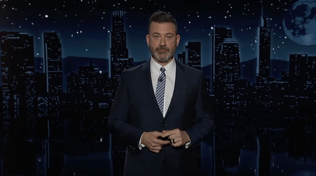 This screen grab from a "Jimmy Kimmel Live" video shows Kimmel speaking about George Santos during an episode on February 20, 2024.