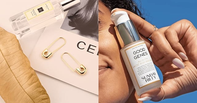 paper clip earrings and Sunday Riley serum