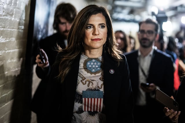 Rep. Nancy Mace, R-S.C., arrives to a meeting of the House Republican Conference at the Capitol on Oct. 3, 2023.