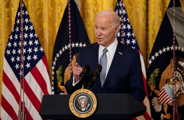 US President Joe Biden delivers remarks to US governors attending the National Governors Association winter meeting in the East Room of the White House in Washington, DC, on February 23.