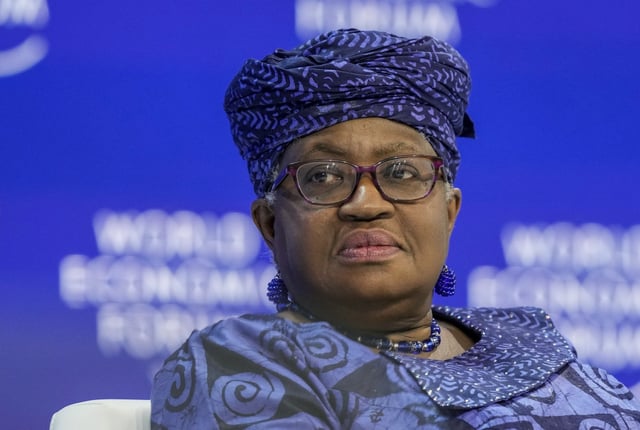 Ngozi Okonjo-Iweala, Director-General of the World Trade Organization takes part in a panel at the Annual Meeting of World Economic Forum in Davos, Switzerland, Wednesday, Jan. 17, 2024. The head of the World Trade Organization insisted it remains relevant and is focused on reform “no matter who comes into power, when,” as Donald Trump — who as U.S. president bypassed its rules by slapping tariffs on America’s friends and foes alike — makes another run at the White House. (AP Photo/Markus Schreiber, File)