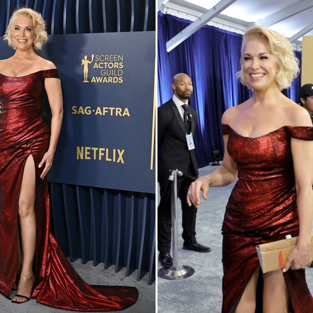 Hannah Waddingham at the Annual Screen Actors Guild Awards on February 24, 2024. Waddingham has stunned the internet with her handmade accessory that she used to complete her designer ensemble.