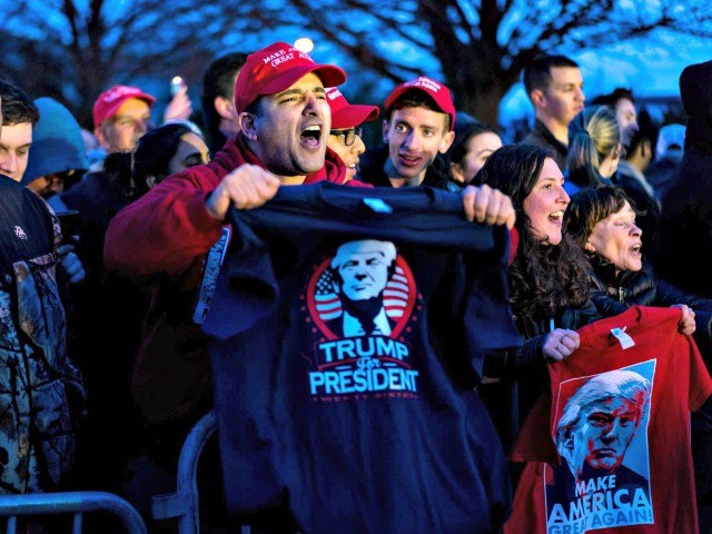 Donald Trump supporters yell toward people protesting Trump near the site of a campaign appearance by Republican presidential candidate Donald Trump in Bethpage, New York, Wednesday, April 6, 2016. (AP Photo/Craig Ruttle) ORG XMIT: NYCR112Craig Ruttle
BETHPAGE, NEW YORK - APRIL 06: Supporters gather for Republican Presidential Candidate Donald Trump prior to a campaign rally on April 6, 2016 in Bethpage, New York. The rally comes ahead of the April 15 New York primary. (Photo by Andrew Renneisen/Getty Images) ORG XMIT: 627039159
2
of
9BETHPAGE, NEW YORK - APRIL 06: Supporters gather for Republican Presidential Candidate Donald Trump prior to a campaign rally on April 6, 2016 in Bethpage, New York. The rally comes ahead of the April 15 New York primary. (Photo by Andrew Renneisen/Getty Images) ORG XMIT: 627039159Andrew Renneisen
A Donald Trump supporter is hoisted up holding an American flag as he and a group faced off with Trump protesters about 50 feet away, background, near the site of a campaign appearance by Republican presidential candidate Donald Trump in Bethpage, New York, Wednesday, April 6, 2016. (AP Photo/Craig Ruttle) ORG XMIT: NYCR111
3
of
9A Donald Trump supporter is hoisted up holding an American flag as he and a group faced off with Trump protesters about 50 feet away, background, near the site of a campaign appearance by Republican presidential candidate Donald Trump in Bethpage, New York, Wednesday, April 6, 2016. AP Photo/Craig Ruttle