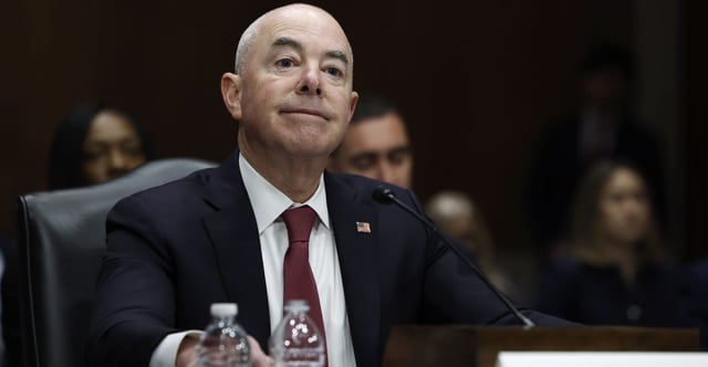 Now that the House has impeached Homeland Security Secretary Alejandro Mayorkas, the Senate should conduct a legitimate impeachment trial to examine the evidence in detail. Pictured: Mayorkas speaks during an April 18, 2023, hearing before the Senate Homeland Security Committee in Washington. (Photo: Anna Moneymaker/Getty Images)