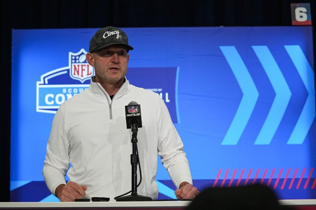 Cincinnati Bengals Director of Player Personnel Duke Tobin speaks at the 2024 NFL Combine in Indianapolis on Tuesday February 27, 2024.