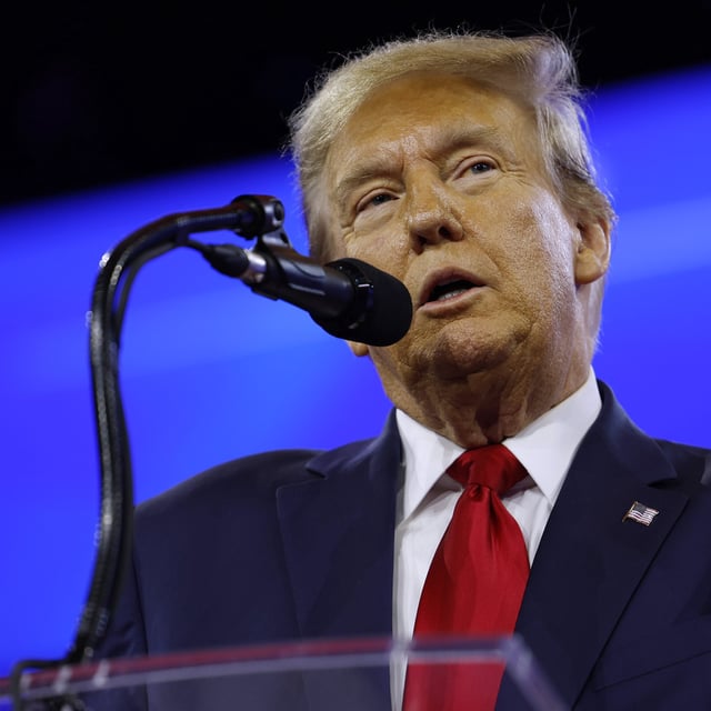Former President Donald Trump speaks at the Conservative Political Action Conference (CPAC) at the Gaylord National Resort Hotel And Convention Center on February 24, 2024 in National Harbor, Maryland. Trump’s campaign is facing a new threat in Arizona and Georgia, two battleground states.