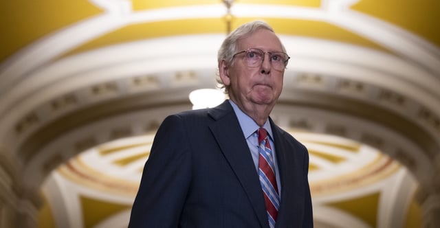 Senate Minority Leader Mitch McConnell, R-Ky., arrives to a news conference after a lunch meeting with Senate Republicans U.S. Capitol. (Photo: Drew Angerer/Getty Images)