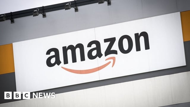 Amazon logo on a warehouse