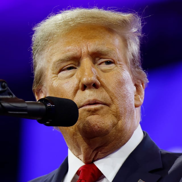 Republican presidential candidate and former U.S. President Donald Trump speaks at the Conservative Political Action Conference (CPAC) on February 24, 2024 in National Harbor, Maryland. A judge in Illinois ruled that former President Donald Trump is barred from appearing on the state's primary ballot next month.