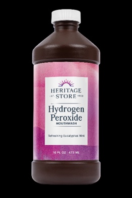 Heritage Store Hydrogen Peroxide Mouthwash in Eucalyptus Mint.