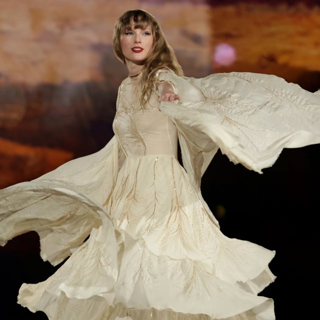 Taylor Swift performs during "The Eras Tour" on March 02, 2024 in Singapore. Fans think she seems happier on the tour since dating Travis Kelce.