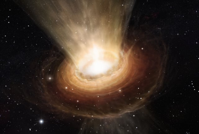 An artistic impression adapted to highlight gas dispersing from a planet-forming disk. Credit: ESO/M. Kornmesser