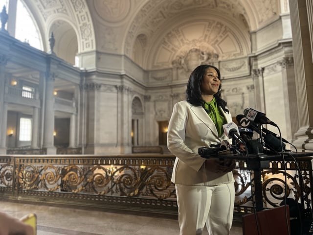 Mayor London Breed speaks at City Hall the day after the March primary results on Wed. March 6, 2024. Mayor London Breed had a successful election night on Tuesday as she celebrated the passage of several ballot measures, including Propositions E, F, and C. These victories demonstrate her strength and influence in the city, as she prepares to face tough competition in the upcoming November 2024 election.Mayor London Breed had a successful election night on Tuesday as she celebrated the passage of several ballot measures, including Propositions E, F, and C. These victories demonstrate her strength and influence in the city, as she prepares to face tough competition in the upcoming November 2024 election.