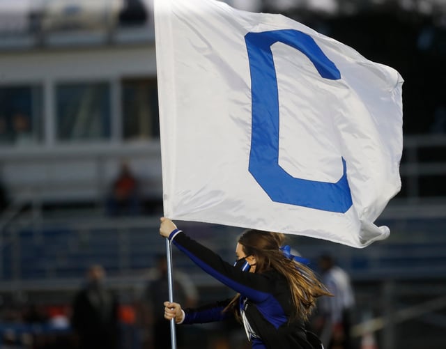 A flag representing Oldham County High School, where students and staff were evacuated after "fart spray" was left in or around some trash cans in the building.