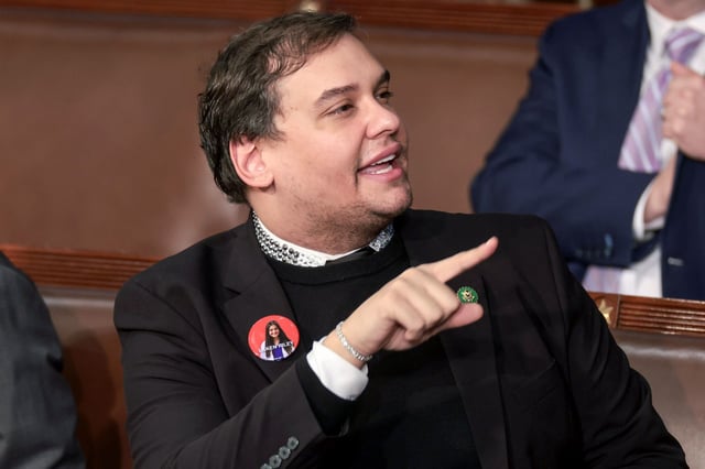 Former Rep. George Santos attends the State of the Union on Thursday.