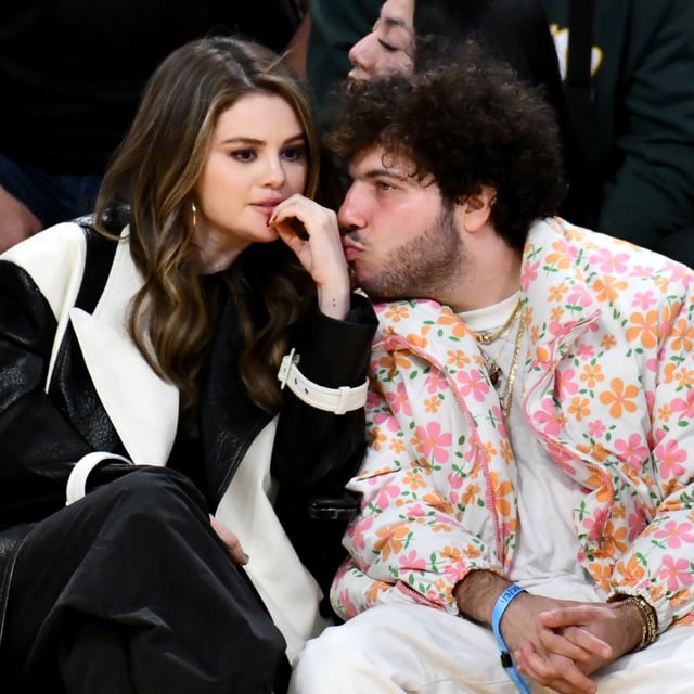 Selena Gomez and Benny Blanco attend a basketball game between the Los Angeles Lakers and the Miami Heat at the Crypto.com Arena on January 3, 2024 in Los Angeles, California. The pop star shared a sweet message to the producer on Instagram on Friday for his birthday.