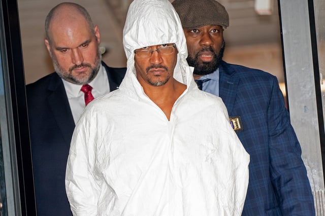 UNITED STATES -March 7: "I'm Innocent", yelled 48yr old Sheldon Johnson, Suspect in the Murder and dismemberment of victim 44yr old Collin Small, as he was being taken from the NYPD 44th Precinct in the Bronx on Thursday March 7, 2024. 1311. (Photo by Theodore Parisienne for NY Daily News via Getty Images)